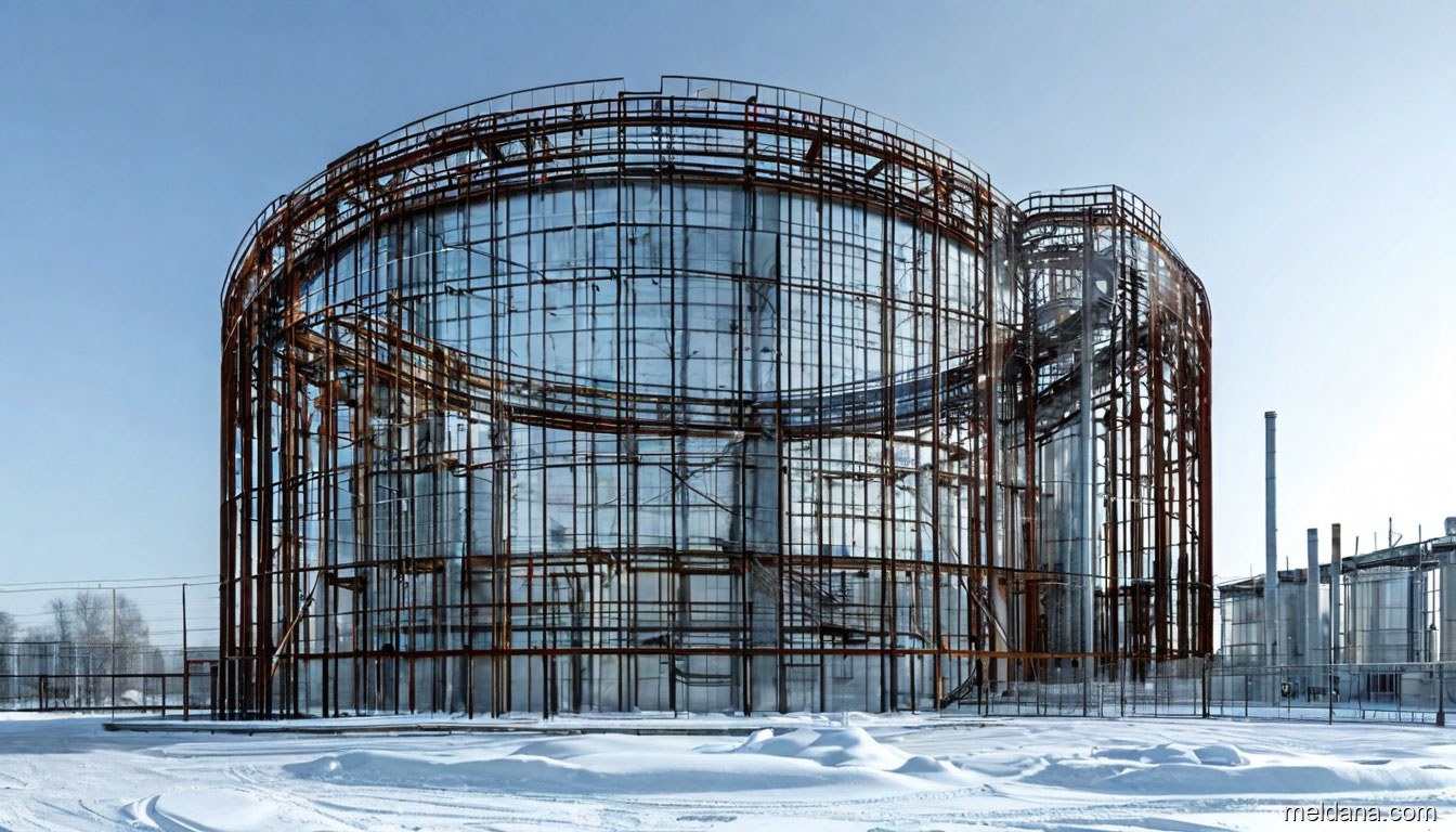 Защитная сетчатая конструкция ЗАСЛОН над резервуаром РВС-5000